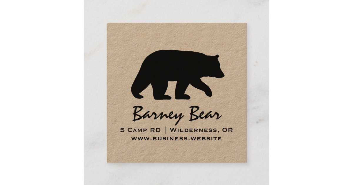 Black Bear Silhouette | Simple Wildlife Graphic Square Business Card | Zazzle