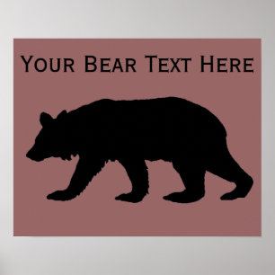 Black Bear Silhouette Template Poster