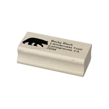 Black Bear Silhouette Wildlife Return Address Rubber Stamp by jennsdoodleworld at Zazzle