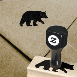 Black Bear Silhouette   Wildlife   Wild Animal Rubber Stamp