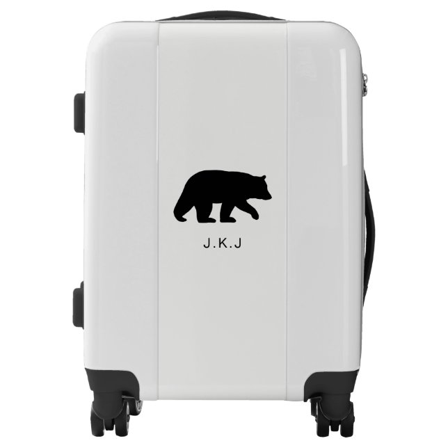 Black Bear Silhouette with Custom Text Luggage (Front)