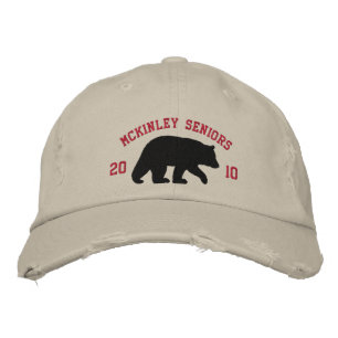 Black Bear Silhouette with Customizable Text Embroidered Baseball Hat