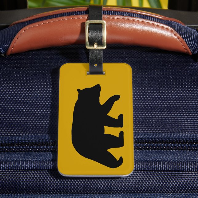 Black Bear Silhouette with Customizable Text Luggage Tag (Front Insitu 2)
