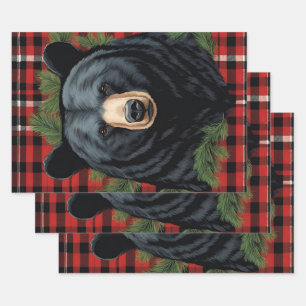 Black Bear Silhouette Wrapping Paper Sheets