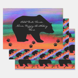 Black Bear Silhouette Wrapping Paper Sheets