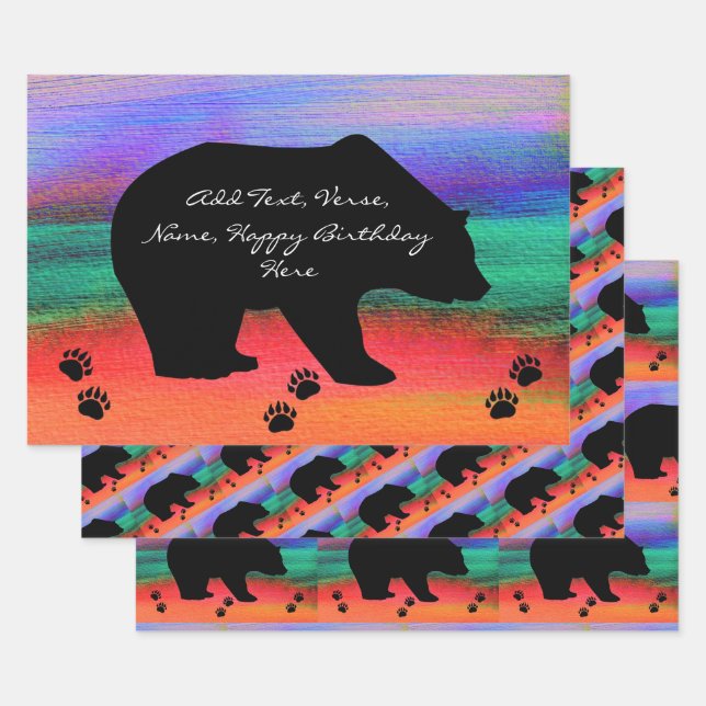 Black Bear Silhouette   Wrapping Paper Sheets (Set)