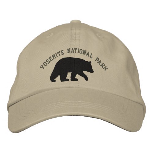 Black Bear Silhouette Yosemite National Park Embroidered Baseball Hat