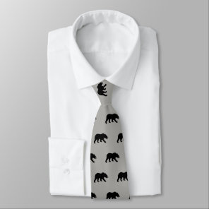 Black Bear Silhouettes Pattern | Wildlife Grey Neck Tie