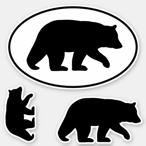 Black Bear Silhouettes Wildlife Vinyl Sticker Set