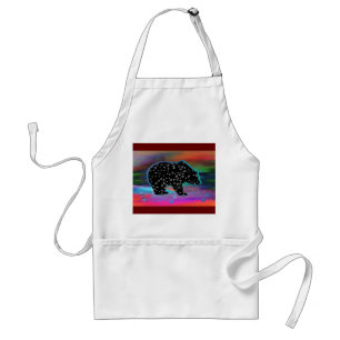 Black Bear Spirit Northern Light Colors Adult Apron