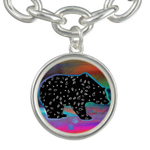 Black Bear Spirit Northern Light Colors Bracelet