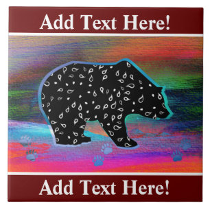 Black Bear Spirit Northern Light Colors Ceramic Tile