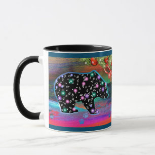 Black Bear Spirit Northern Light Colors Christmas Mug