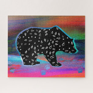 Black Bear Spirit Northern Light Colors Jigsaw Puzzle