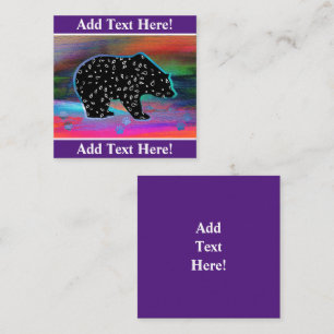 Black Bear Spirit Northern Light Colors Square Bus Business Card
