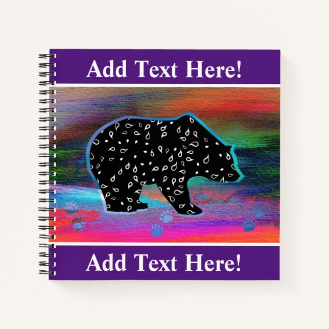 Black Bear Spirit Northern Lights Notebook (Front)