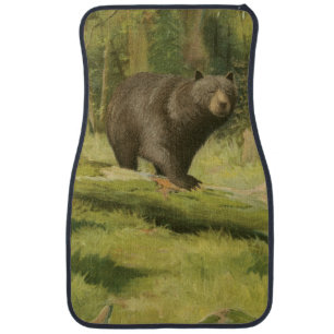 Black Bear Stepping on a Tree Trunk Car Mat
