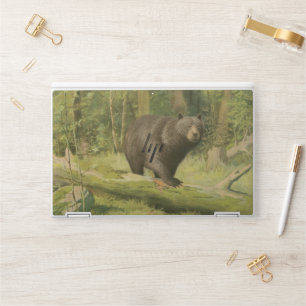 Black Bear Stepping on a Tree Trunk HP Laptop Skin