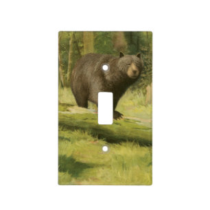 Black Bear Stepping on a Tree Trunk Light Switch Cover
