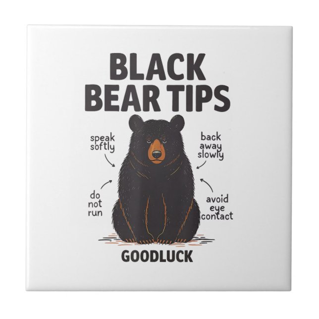 Black Bear Tips good luck  Ceramic Tile (Front)