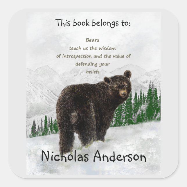 Black Bear Totem Animal Spirit Guide Bookplate (Front)