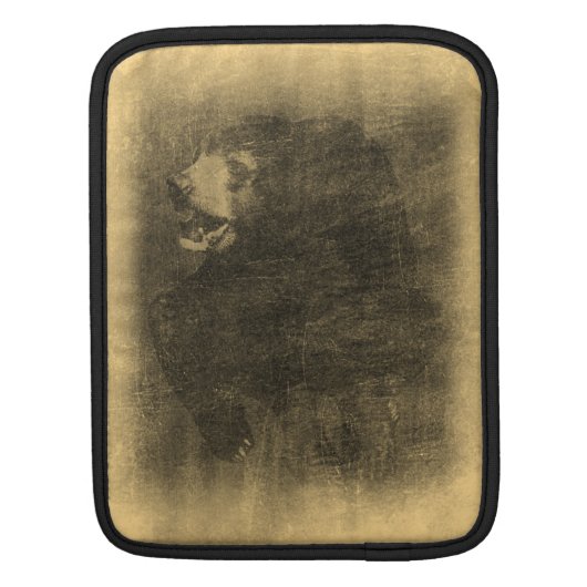 Black Bear Vintage Art iPad sleeve (Back)
