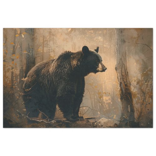 Black Bear Vintage Oil Painting Decoupage Tissue Paper