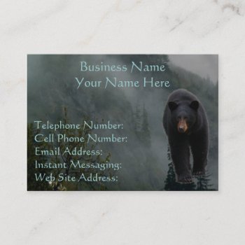 Black Bear Wildlife & Misty Forest Business Cards by RavenSpiritPrints at Zazzle