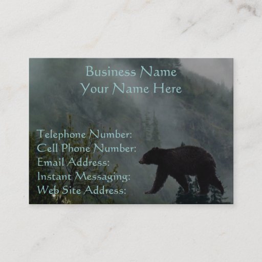 Customizable Black Bear Wildlife &amp; Misty Forest Business Cards