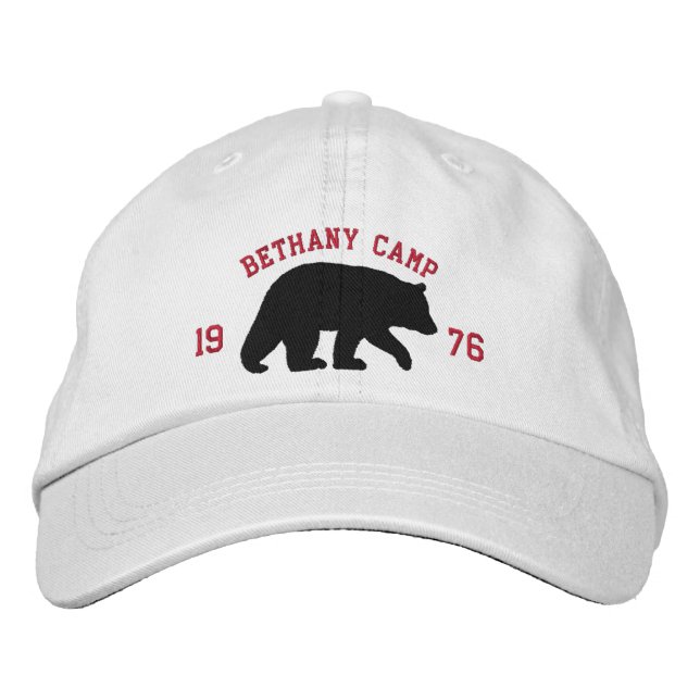 Black Bear with Customizable Text Embroidered Baseball Cap (Front)