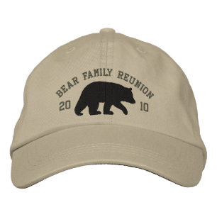 Black Bear with Customizable Text Embroidered Baseball Cap