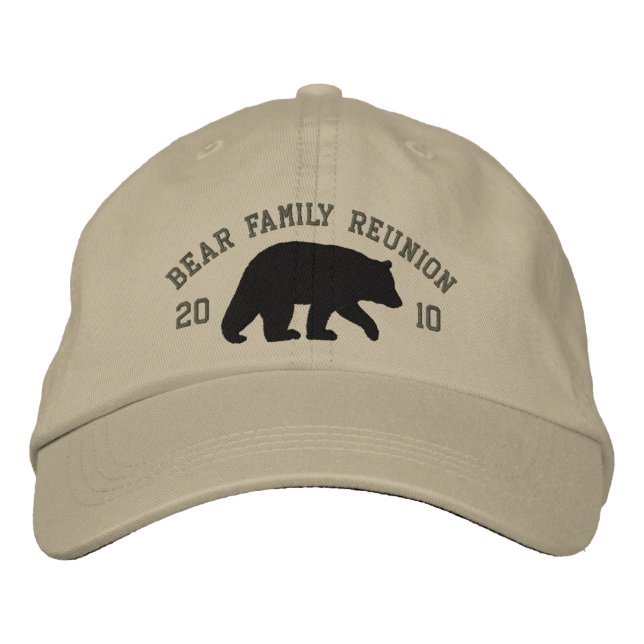 Black Bear with Customizable Text Embroidered Baseball Cap (Front)