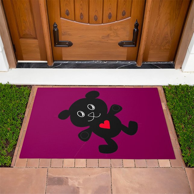 Black Bear with Red Heart Doormat (Creator Uploaded)