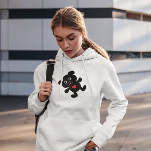 Black Bear with Red Heart Hoodie