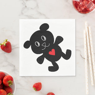 Black Bear with Red Heart Napkins