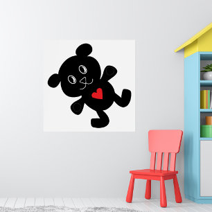 Black Bear with Red Heart Poster
