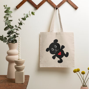 Black Bear with Red Heart Tote Bag