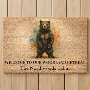 Black Bear Woodland Retreat Welcome Entry Fiber Doormat