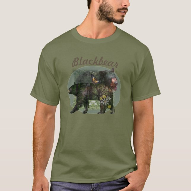 Black Bear Woodland Within  T-Shirt (Front)