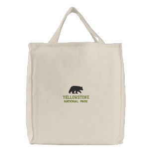 Black Bear   Yellowstone National Park   Custom Embroidered Tote Bag