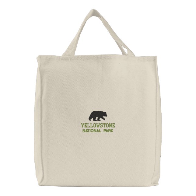 Black Bear | Yellowstone National Park | Custom Embroidered Tote Bag (Front)