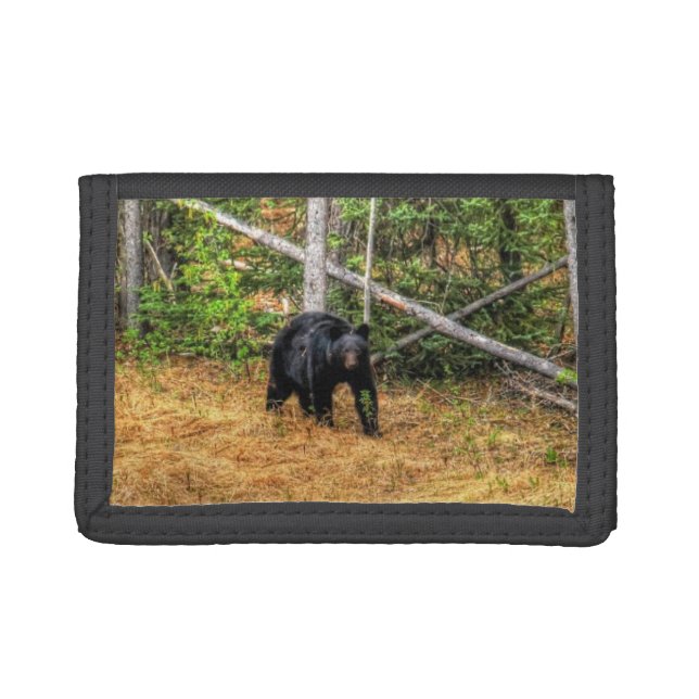 Black Bear & Yukon Forest Wildlife Photo Art Tri-fold Wallet (Front)