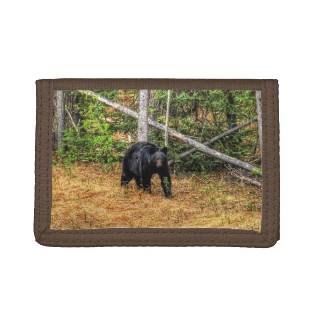 Black Bear & Yukon Forest Wildlife Photo Art Trifold Wallet (Front)