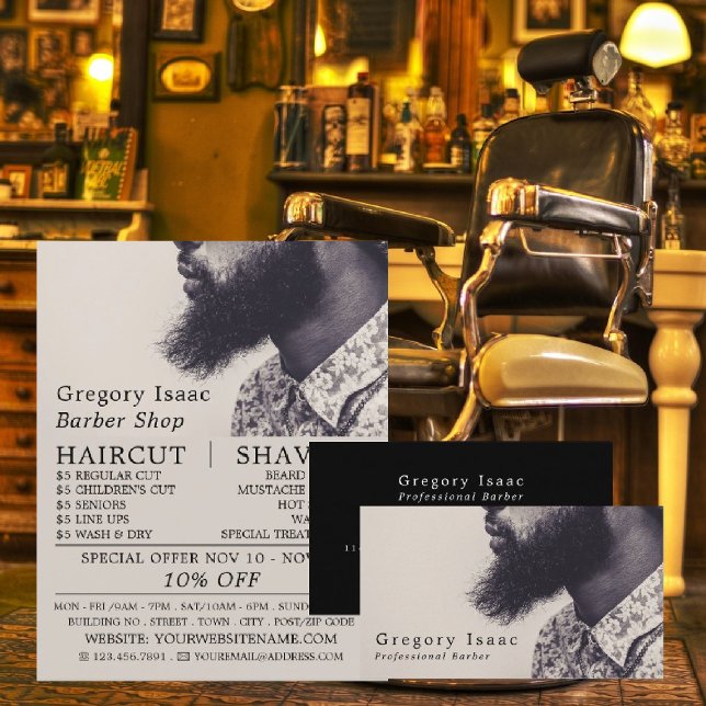 Black Beard Model, Men's Barbers Advertising Flyer (Creator Uploaded)