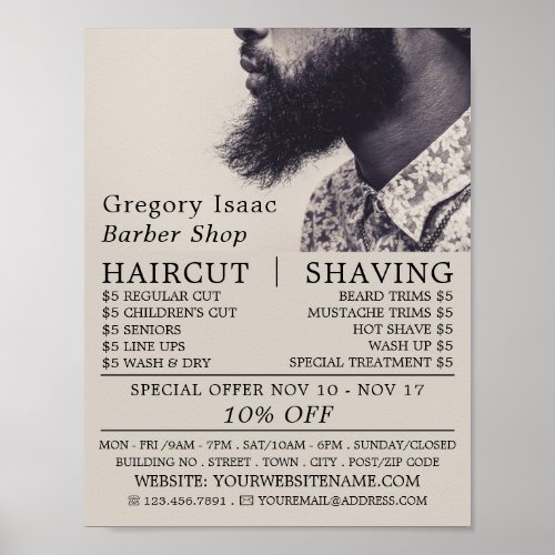 Black Beard Model Mens Barbers Advertising Poster