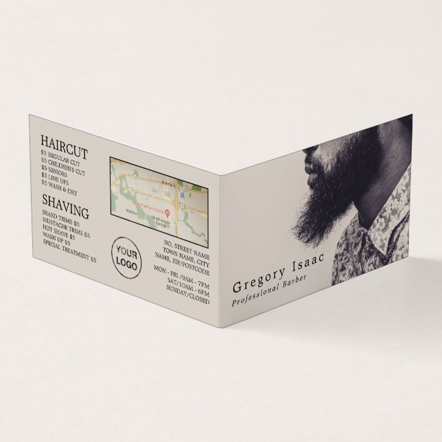 Black Beard Model, Men's Barbers, Loyalty Card, Business Card (Outside)