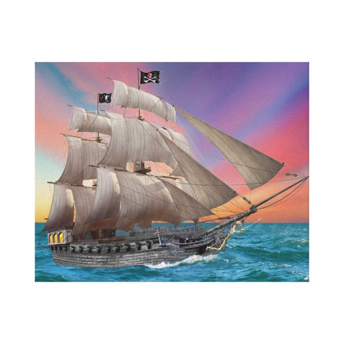 BLACK-BEARD’S PIRATE SHIP CANVAS PRINT | Zazzle.com