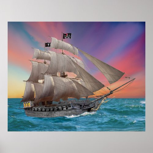 BLACK_BEARDS PIRATE SHIP POSTER