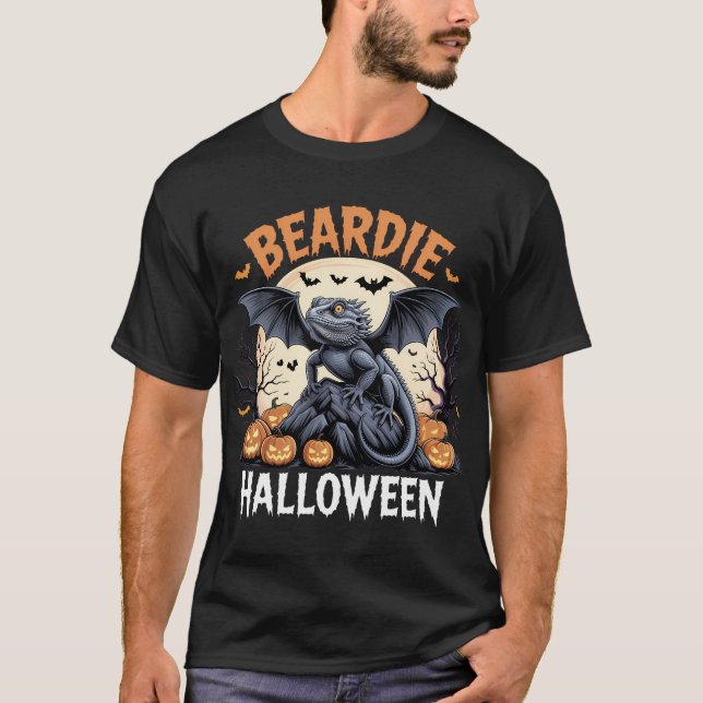 Black Beardie Halloween Art T-Shirt (Front)