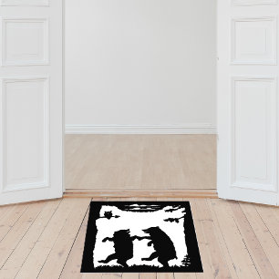 Black Bears Dancing in Woods Owl in Trees clouds Floor Decals